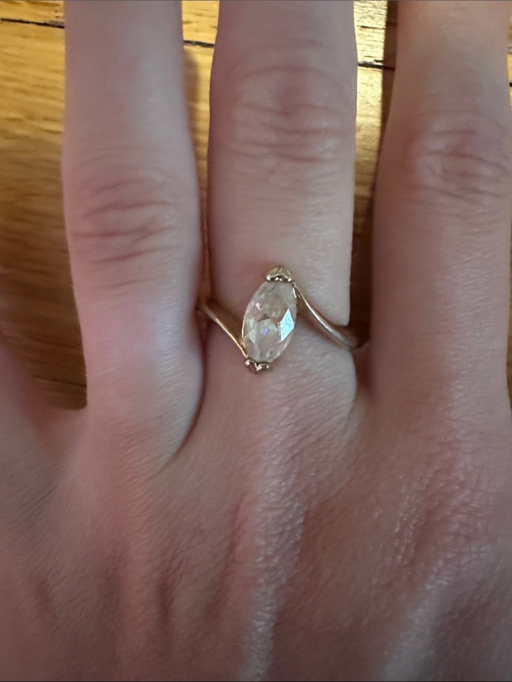 Gold Marquise-Cut Clear Stone Ring - Elegant Women's Jewelry